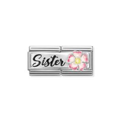 Nomination Sister dupla ezüst charm rózsaszín virággal